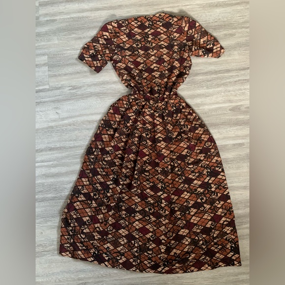 Brown Patterned Handmade Dress - Picture 5 of 6